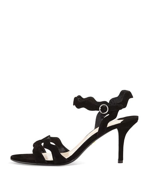 prada triple strap wavy sandal black